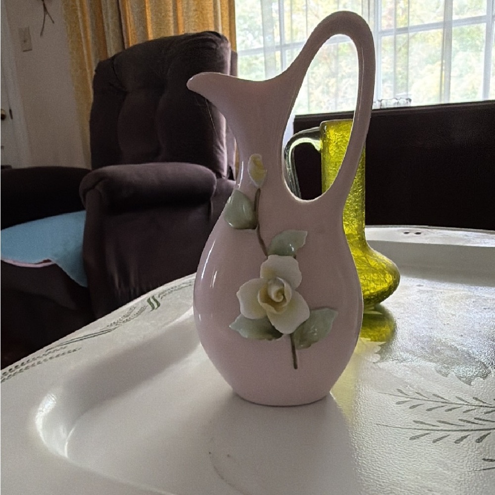 Ucagco Pink Pitcher with Floral Design